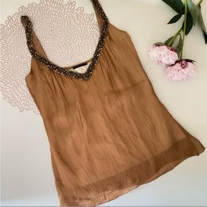 Elie Tahari Silk Women’s Carmel Beaded Tank Top